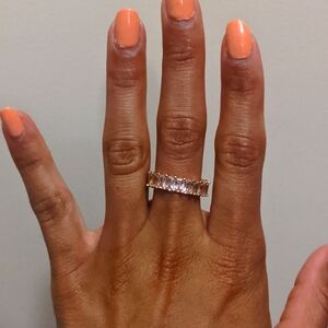 Gold and pink rectangular ring